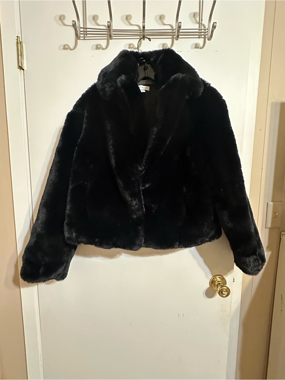 Topshop Black Faux Fur Cropped Jacket